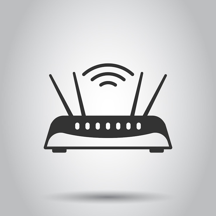Vector icono de enrutador wifi en estilo plano ilustración de vector de banda ancha sobre fondo blanco aislado concepto de negocio de conexión a internet