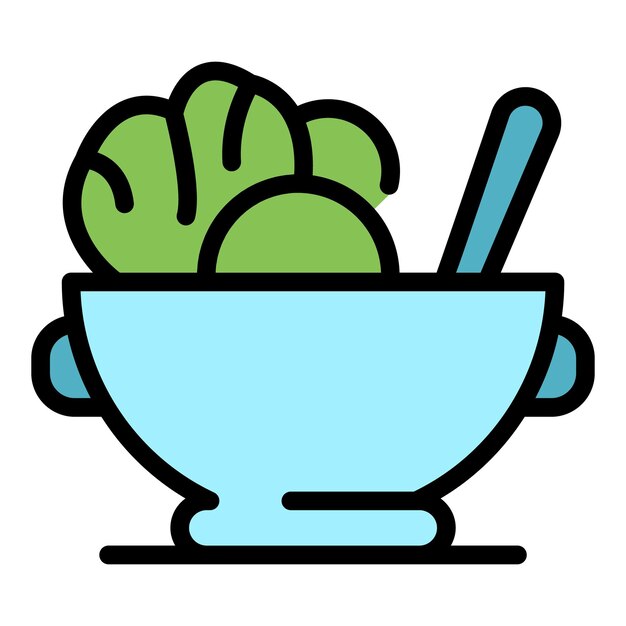 El icono de la ensalada de comida casera El contorno del icono vectorial de la ensallada de comida Casera El color es plano y aislado