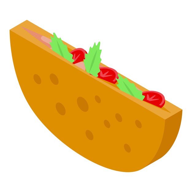 Icono de ensalada de pan de pita Isométrico de icono de vector de ensalada de pan de pita para diseño web aislado sobre fondo blanco