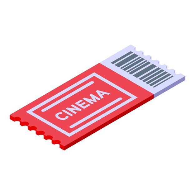 Icono de entrada de cine Isométrico del icono de vector de entrada de cine para diseño web aislado sobre fondo blanco