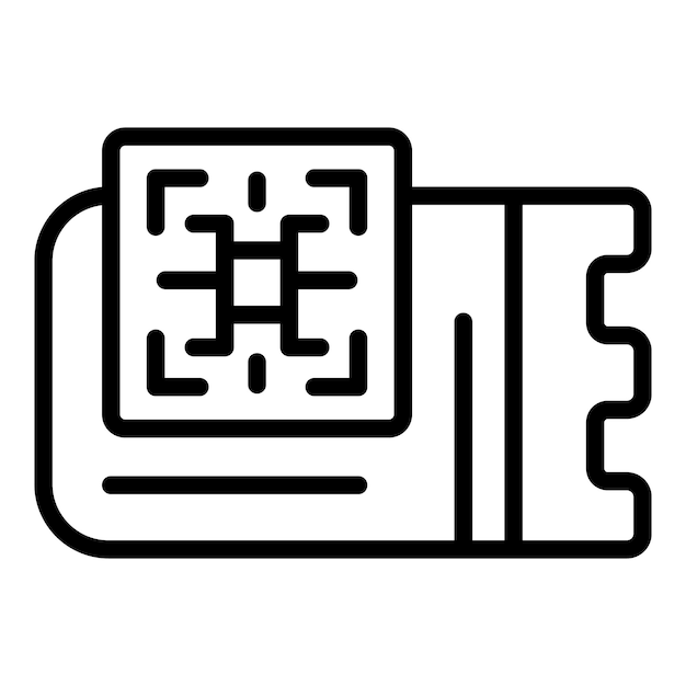 Icono de entrada de cine Qr vector de contorno Pase de festival Espectáculo de película
