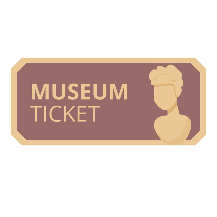 Icono de entrada del museo de escultura vector de dibujos animados Pase de película Admitir cine