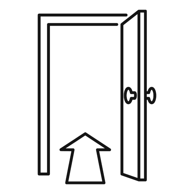 Icono de entrada de puerta Icono de vector de entrada de puerta de esquema para diseño web aislado sobre fondo blanco