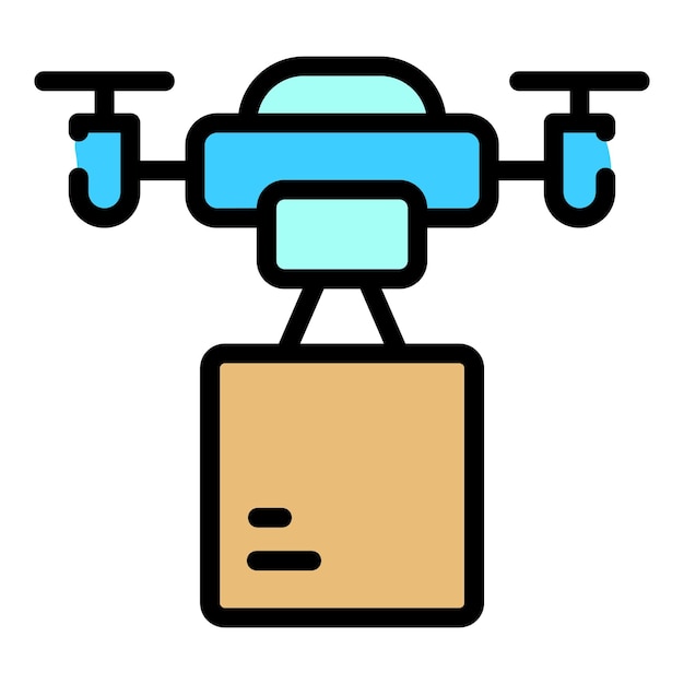 Icono de entrega de drones con control remoto Contorno de vector de entrega de Drones con control remoto Icono de color plano aislado