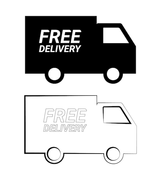 Icono de entrega libre de vectores, icono de vector de un camión de carga. logotipo de entrega gratuita.