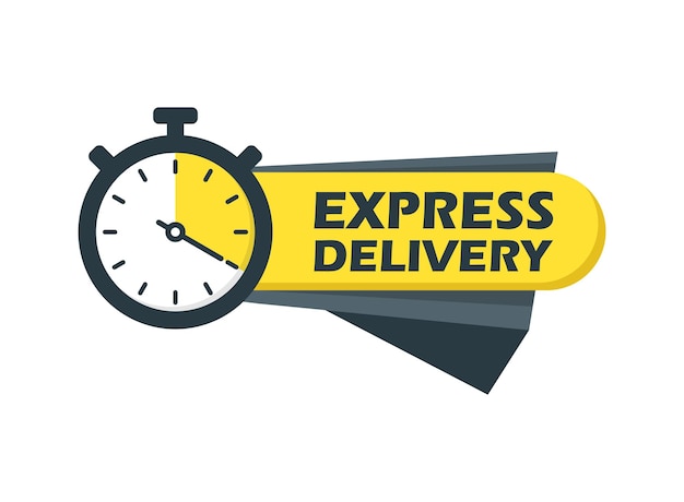 Icono de entrega rápida en estilo plano Ilustración vectorial de envío rápido en un fondo aislado Sello de servicio comercial Concepto de negocio