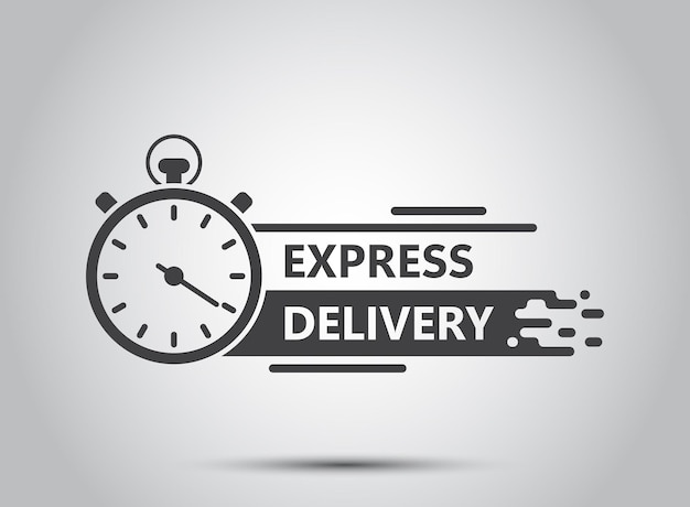 Icono de entrega urgente en estilo plano Ilustración vectorial de envío rápido en un fondo aislado Concepto de negocio de señal de servicio comercial
