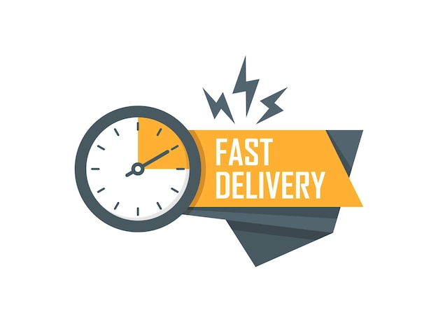 Icono de entrega urgente en estilo plano Ilustración vectorial de envío rápido en un fondo aislado Concepto de negocio de señal de servicio comercial