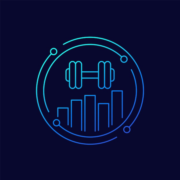 icono de entrenamiento con un diseño lineal de gráfico