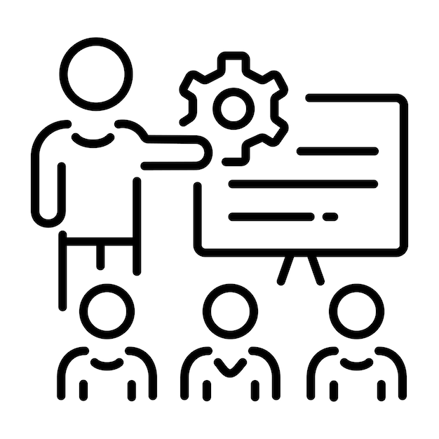 Icono de entrenamiento de recursos en estilo lineal
