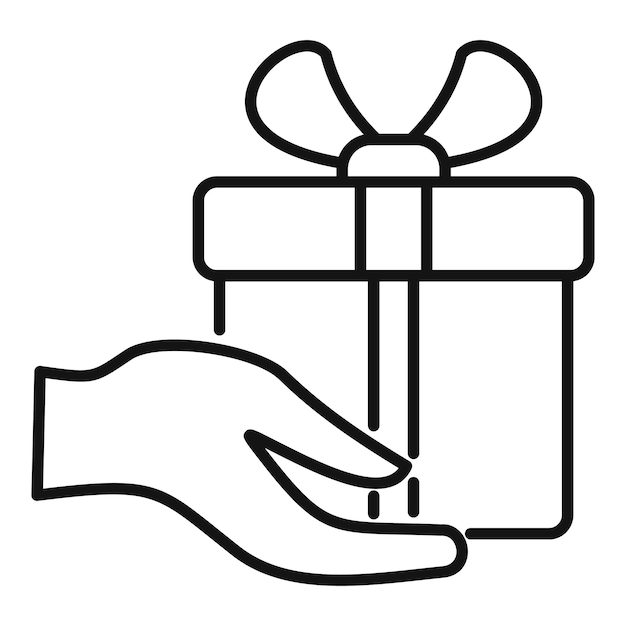 Icono de envío de caja de regalo rápido Contorno de icono de vector de envío de caja de regalo rápido para diseño web aislado sobre fondo blanco