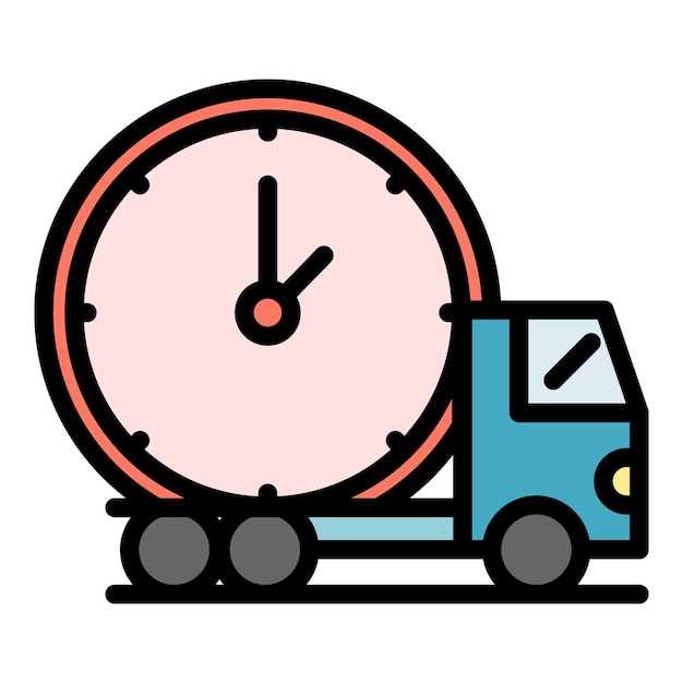 Icono de envío de camiones rápidos Contorno de envío de camiones rápidos Icono vectorial de color plano aislado