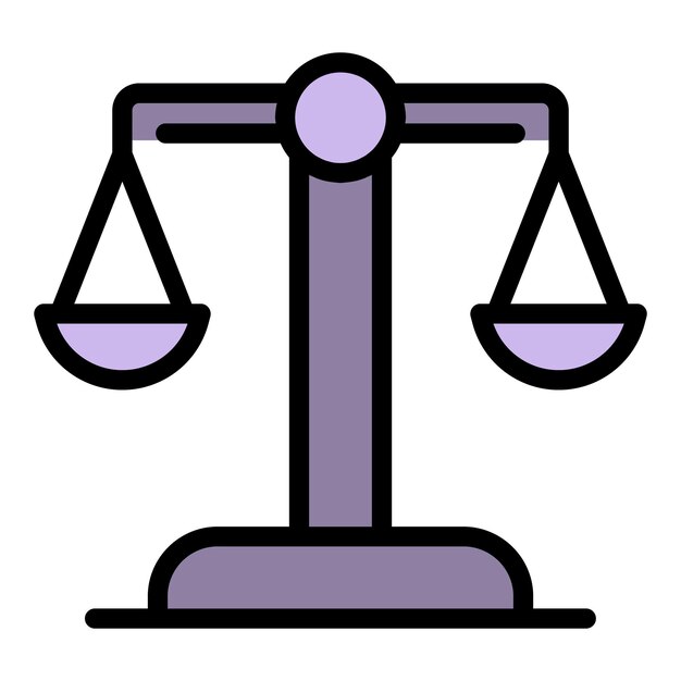Icono de equilibrio del juez Contorno del juez de equilibrio del vector Icono de color plano aislado