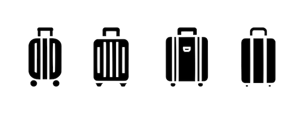 Icono de equipaje Icono de bolsa de viaje Icono de maleta Ilustración vectorial de colección de juegos