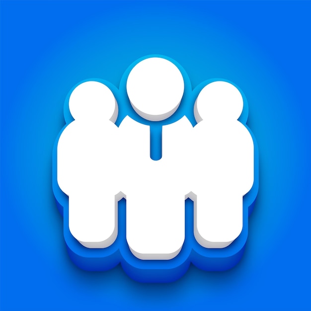 Icono de equipo 3D azul y blanco de moda con fondo azul vibrante