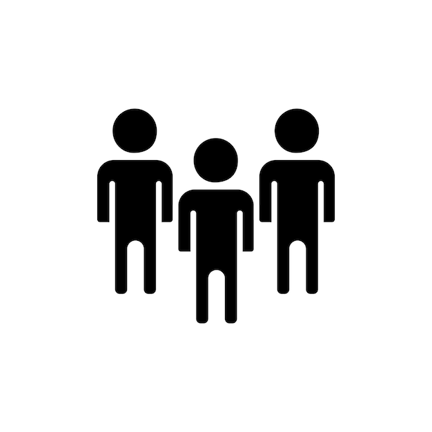 Ícono de equipo Conjunto de personas Símbolo vectorial de grupo de empleados en un signo de fuerza de trabajo colaborativo de estilo lleno y delineado en negro