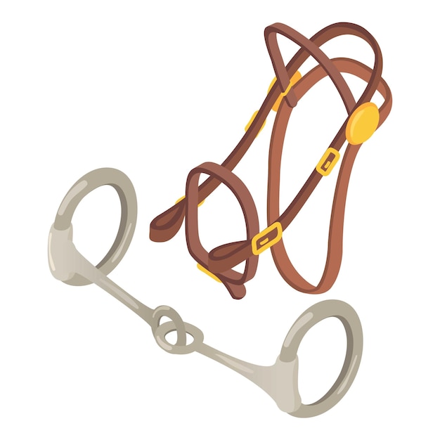 Icono de equipo ecuestre vector isométrico brida de caballo de cuero y bocado de snaffle Afición al deporte ecuestre