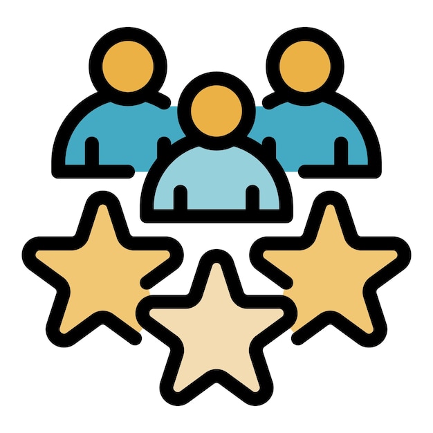 El icono del equipo estrella de subcontratación El contorno del icono vectorial del equipo estrella del subcontratista El color es plano y aislado