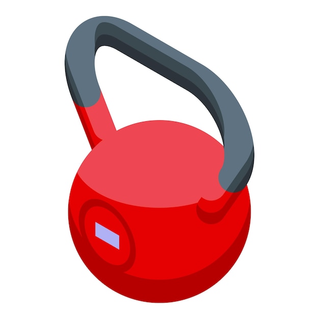 Icono de equipo de gimnasio isométrico de kettlebell rojo para la aplicación de fitness