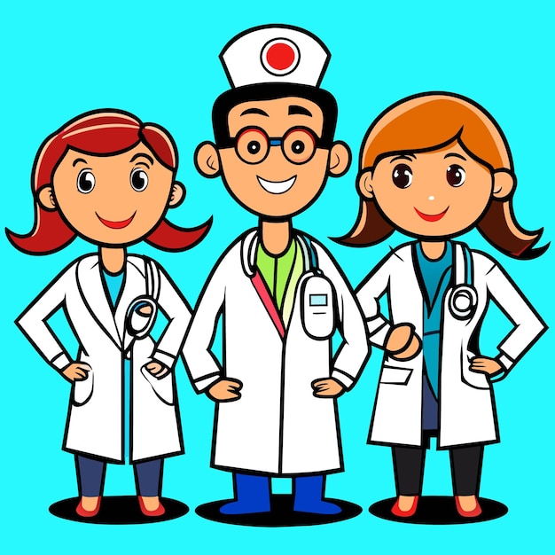 Vector icono equipo médico personajes enfermera concepto gráfico vectorial plano