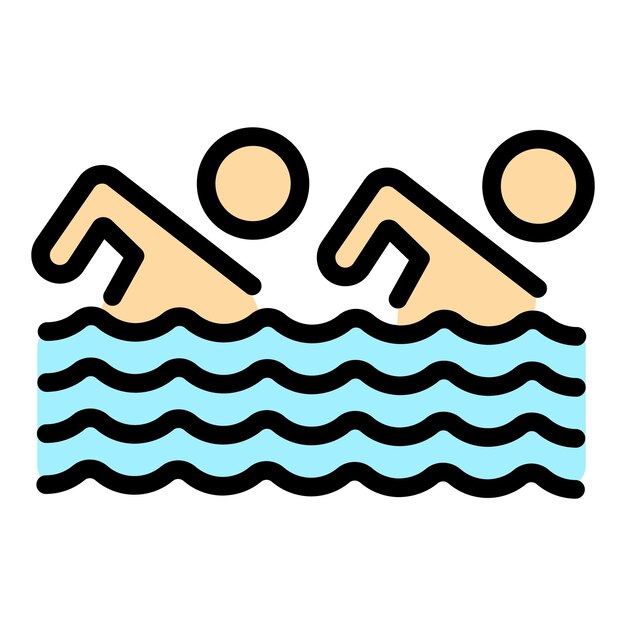 Icono del equipo olímpico de natación Contorno del icono vectorial del equipo de natación olímpico para el diseño web aislado en fondo blanco de color plano