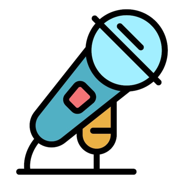 Icono de equipo de podcast Contorno del equipo de podcast Icono vectorial de color plano aislado