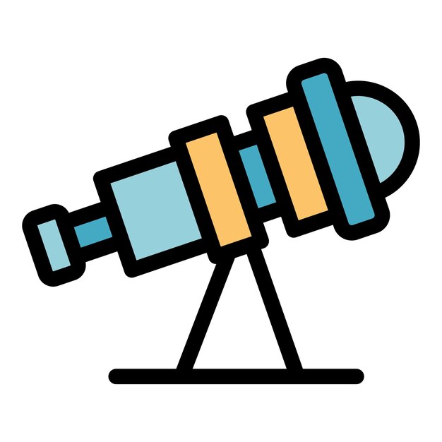 Icono del equipo del telescopio Contorno del equipo del telescopio vector icono color plano aislado