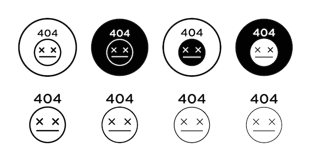 Icono de error 404 Vector de contorno en blanco y negro