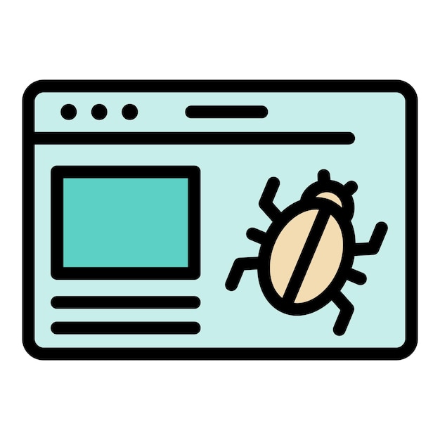 Icono de error en la aplicación web Esbozo de error en el icono vectorial de la aplicación web Color plano aislado
