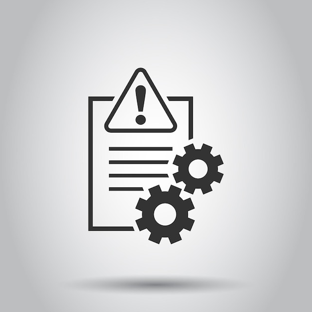 Icono de error de documento en estilo plano Ilustración de vector de informe roto sobre fondo blanco aislado Concepto de negocio dañado