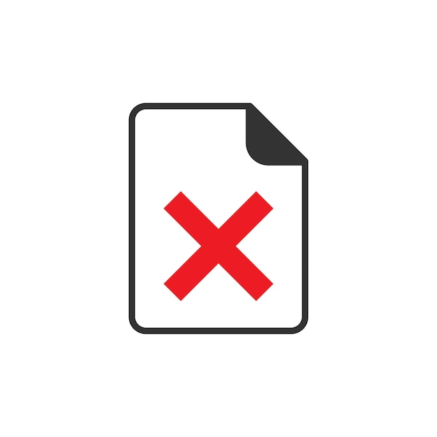 Icono de error de documento en estilo plano Ilustración de vector de informe roto sobre fondo blanco aislado Concepto de negocio dañado