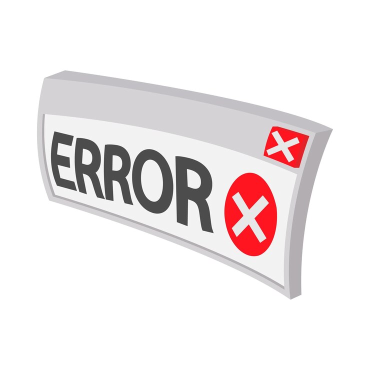 Vector icono de error en estilo de dibujos animados sobre un fondo blanco