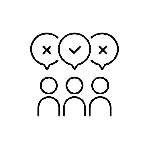 El icono es una representación visual que simboliza varias opiniones y retroalimentación en la comunicación