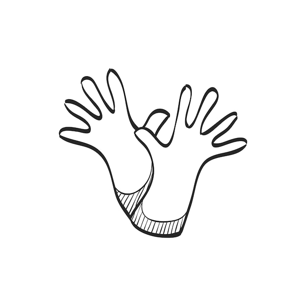 Icono de esbozo dibujado a mano guante de limpieza