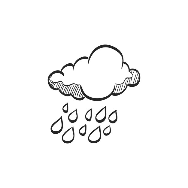 Icono de esbozo dibujado a mano nube de lluvia