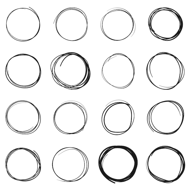 Icono de esbozo de línea circular en estilo dibujado a mano Ilustración de vector de garabato circular sobre fondo aislado Concepto de negocio de signo de burbuja de lápiz o pluma