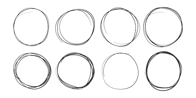 Icono de esbozo de línea circular en estilo dibujado a mano Ilustración de vector de garabato circular sobre fondo aislado Concepto de negocio de signo de burbuja de lápiz o pluma