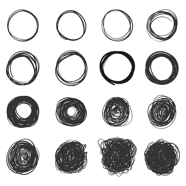 Icono de esbozo de línea circular en estilo dibujado a mano Ilustración de vector de garabato circular sobre fondo aislado Concepto de negocio de signo de burbuja de lápiz o pluma