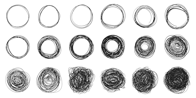 Icono de esbozo de línea circular en estilo dibujado a mano Ilustración de vector de garabato circular sobre fondo aislado Concepto de negocio de signo de burbuja de lápiz o pluma