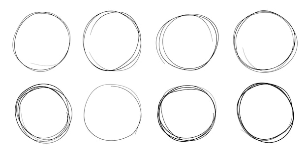 Icono de esbozo de línea circular en estilo dibujado a mano Ilustración de vector de garabato circular sobre fondo aislado Concepto de negocio de signo de burbuja de lápiz o pluma
