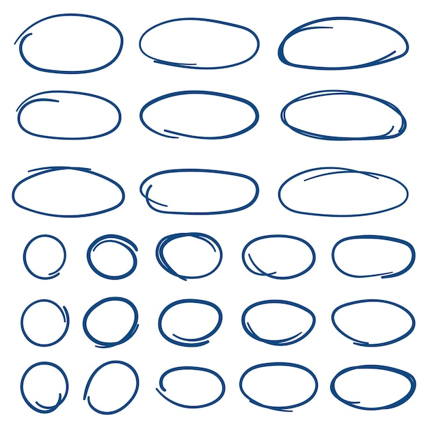 Icono de esbozo de línea circular en estilo dibujado a mano Ilustración de vector de garabato circular sobre fondo aislado Concepto de negocio de signo de burbuja de lápiz o pluma