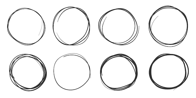 Icono de esbozo de línea circular en estilo dibujado a mano Ilustración de vector de garabato circular sobre fondo aislado Concepto de negocio de signo de burbuja de lápiz o pluma