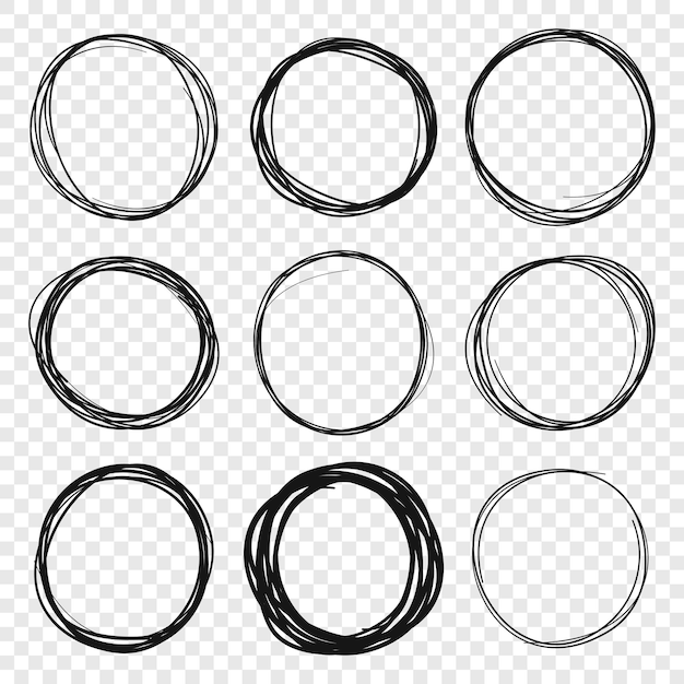 Icono de esbozo de línea circular en estilo dibujado a mano Ilustración de vector de garabato circular sobre fondo aislado Concepto de negocio de signo de burbuja de lápiz o pluma