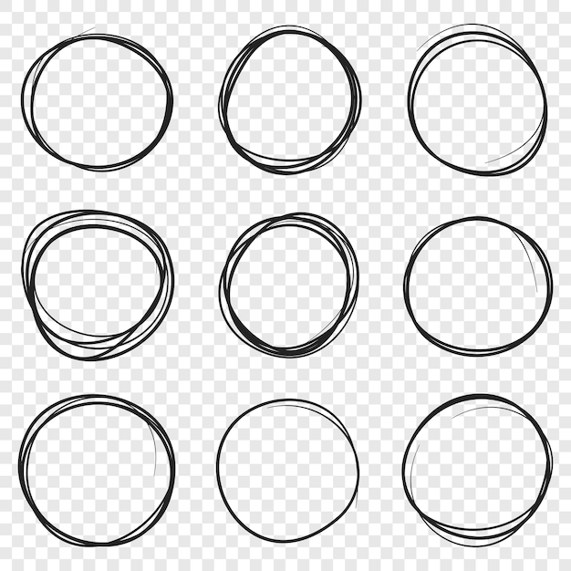 Icono de esbozo de línea circular en estilo dibujado a mano Ilustración de vector de garabato circular sobre fondo aislado Concepto de negocio de signo de burbuja de lápiz o pluma