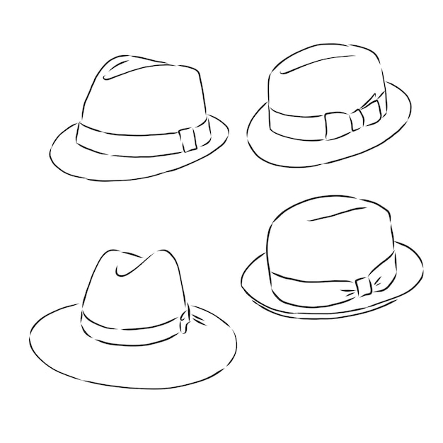 Vector icono de esbozo de vector de sombrero de verano aislado sobre fondo icono de sombrero de verano dibujado a mano