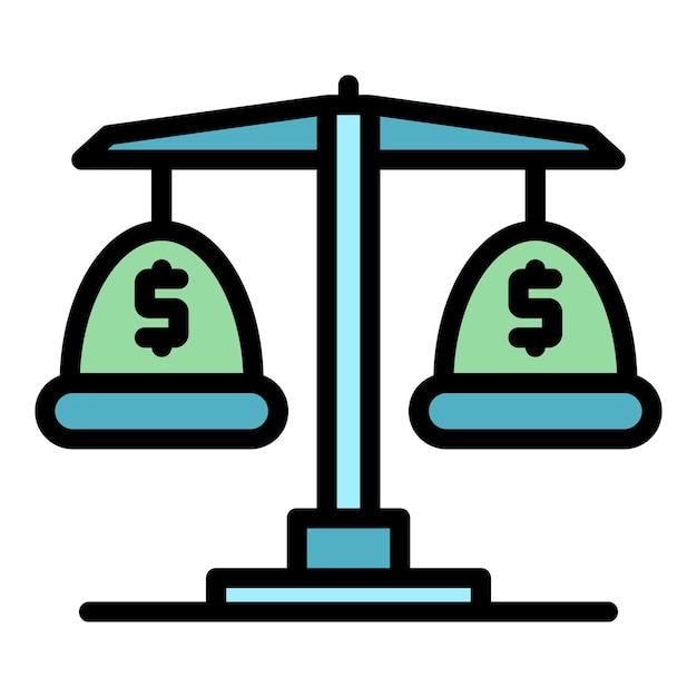 Icono de escala de efectivo Contorno Icono vectorial de escala de dinero para diseño web aislado en fondo blanco de color plano