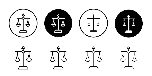 Icono de escala de equilibrio Conjunto de logotipos vectoriales de línea negra