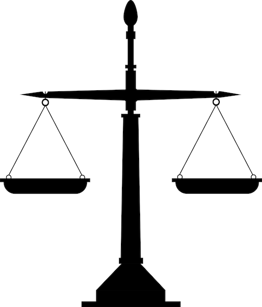Icono de escala de equilibrio, silueta negra resaltada sobre un fondo blanco. Ilustración vectorial. Una serie de iconos comerciales.