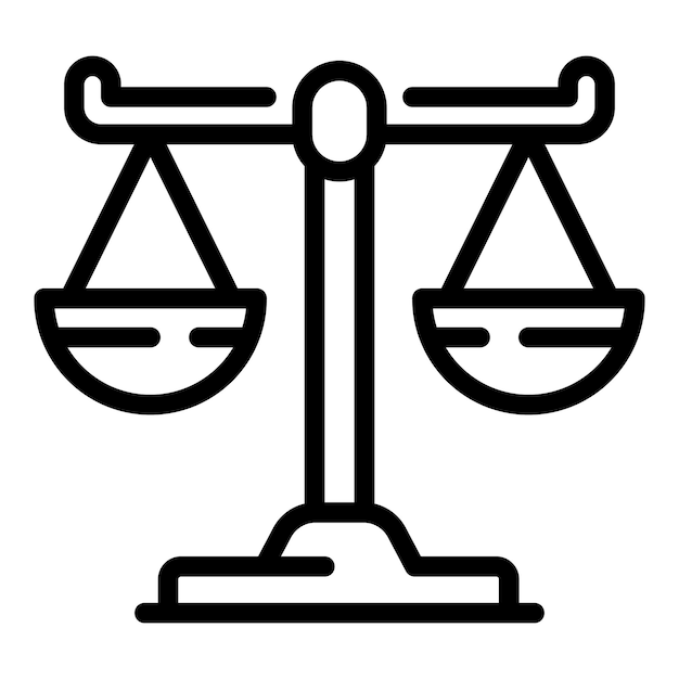 Icono de escala de justicia Icono de vector de escala de justicia de esquema para diseño web aislado sobre fondo blanco