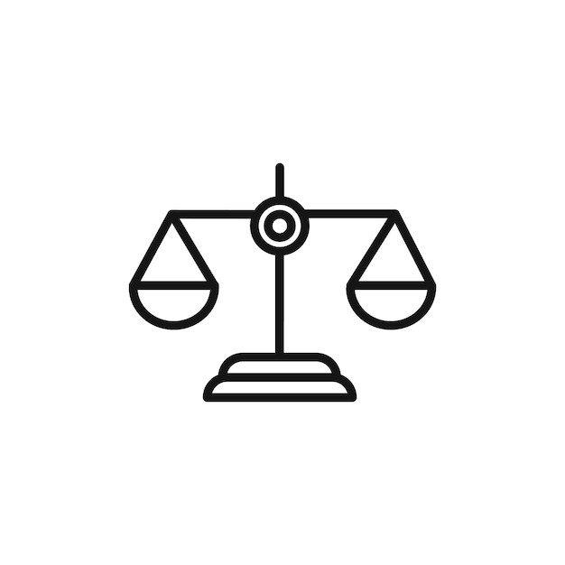 Icono de la escala de la ley Vector plano aislado en el contorno